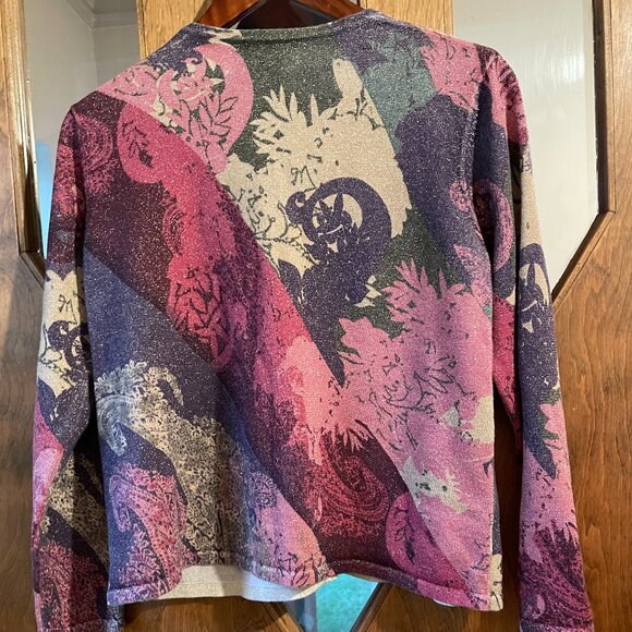 VINTAGE KORET Multicolor & Gold Weave Cardigan Sweater. Oh wow, is this pretty! - Picture 7 of 16